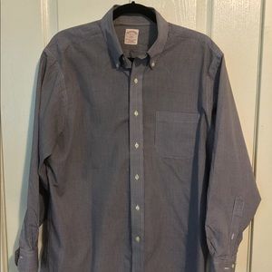 Brooks Brothers Classic Navy Gingham Check Button Down Dress Shirt 16 32/33